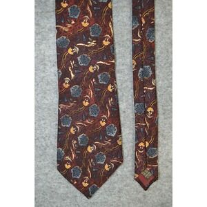 Valentino Cravatte Italy Designer Neck Tie Men Maroon‎ Floral 100% Silk